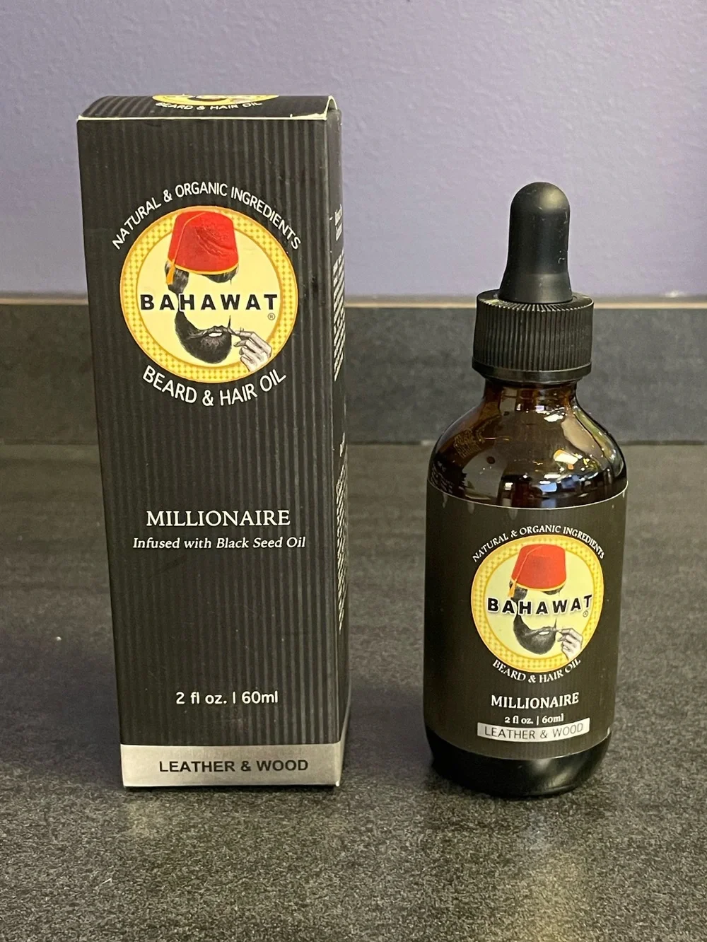 Bahawat Hair & Beard Oil “Millionaire” Leather Wood 2oz NIB